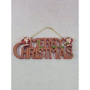 Merry Christmas Santa Hanging Wooden Vintage Decoration Holiday Sign